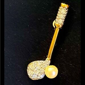 Swarovski Swan Signed Golf Club Pin
